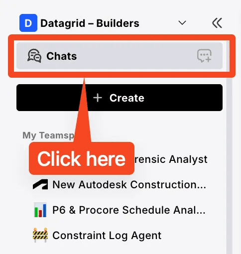 The Chat section in Datagrid