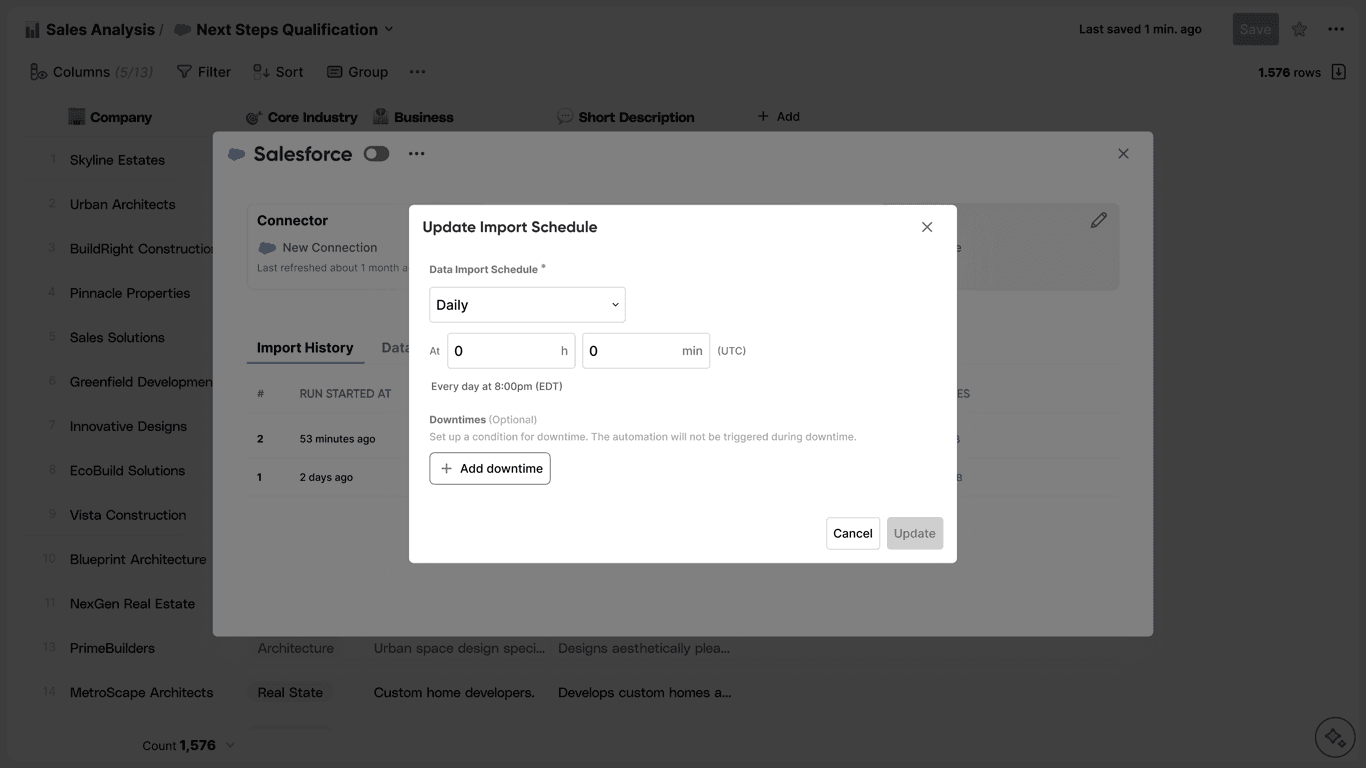 Configuring the schedule